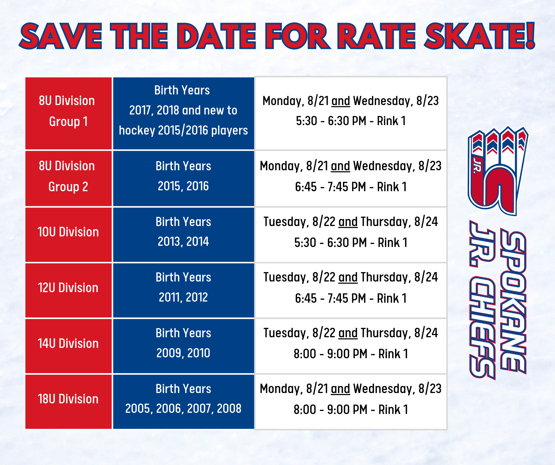 Rate Skate Days:Times